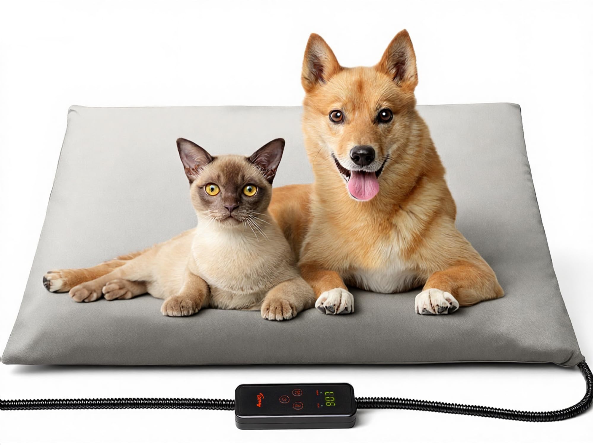 Photo 1 of Toozey Large Heated Pet Mat 35x24 in - Waterproof, Chew Resistant, 6 Temp Settings with Timer, Indoor Use for Dogs and Cats