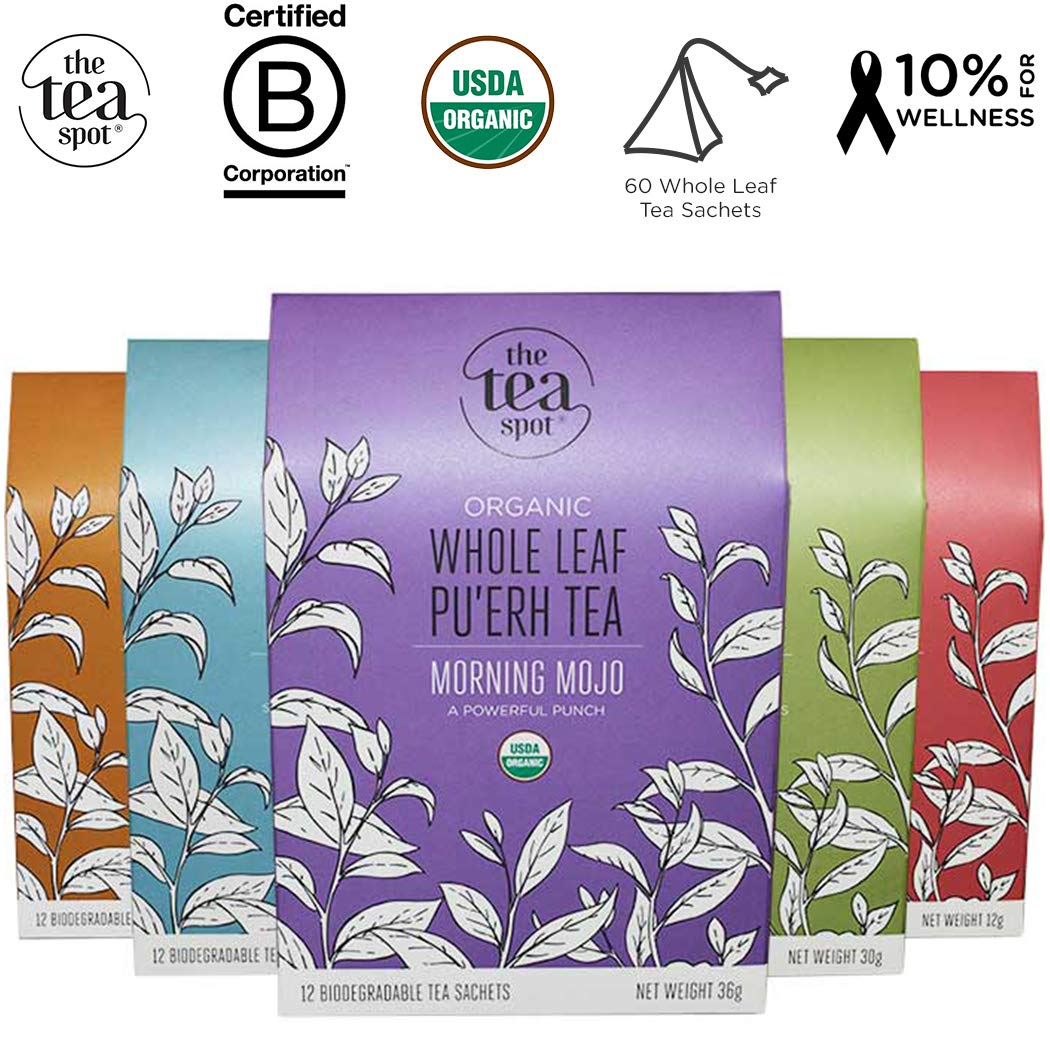 THE TEA SPOT, Organic Green Tea Sampler 20 generous