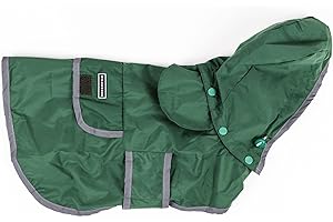 Wilderdog Dog Jacket Waterproof Raincoat with Breathable Interior, Removable Hood, Torso Strap, Secure Closures, Back Pocket and Two Hanging Loops, Foldable into Back Pocket