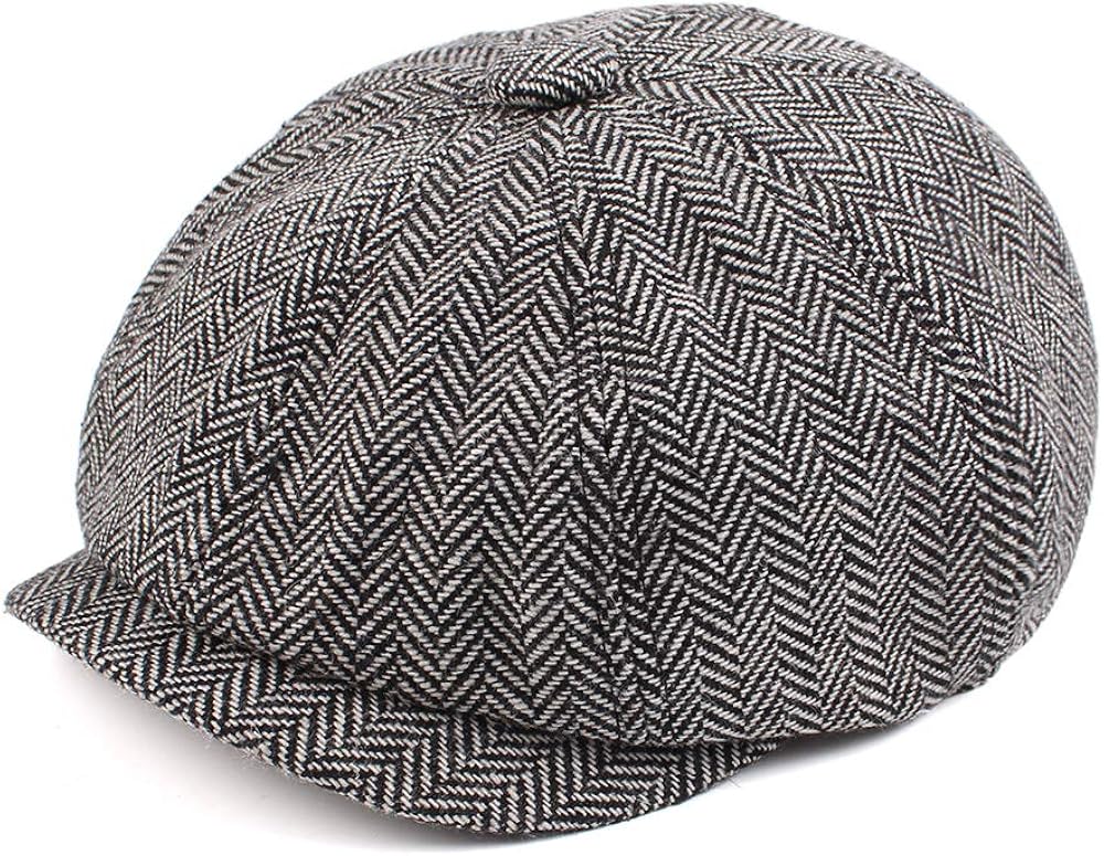 Pesaat Newsboy Caps for Toddler Boys Baby Kids Driver Cap Vintage Tweed Flat Pageboy Hats 2-5 Y (Black, 2-5 Years)