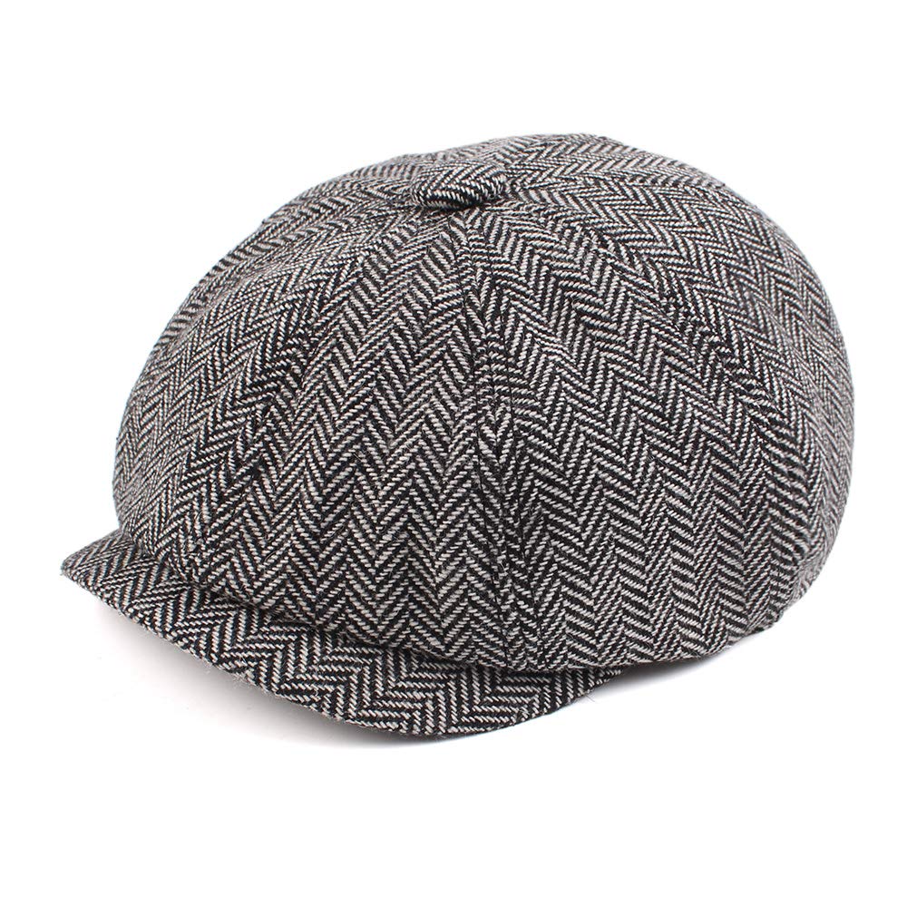 Pesaat Newsboy Caps for Toddler Boys Baby Kids Driver Cap Vintage Tweed Flat Pageboy Hats 2-5 Y (Black, 2-5 Years)