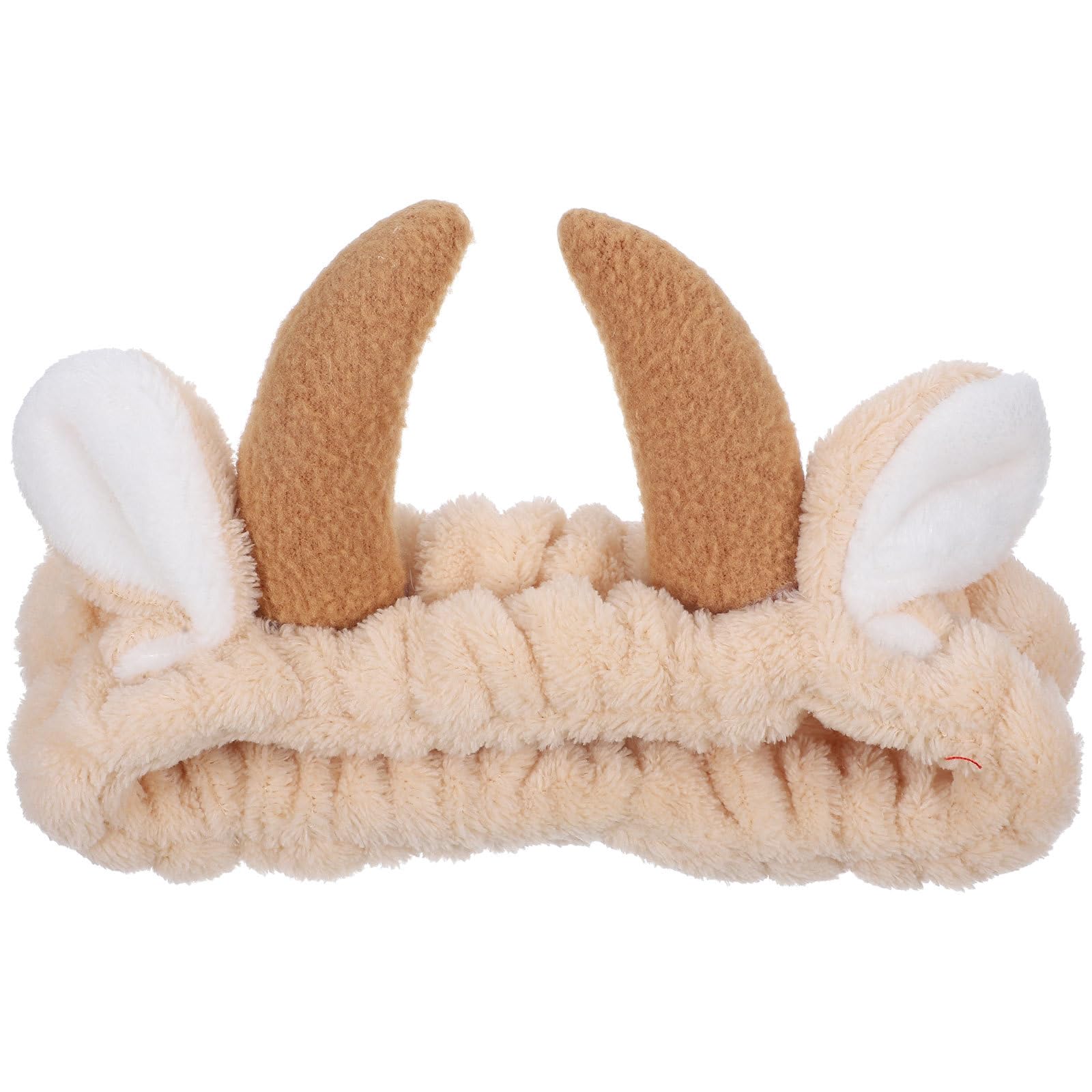 FRCOLOR Horn Belt Makeup Headband Soft Flannel Hair Accessory for Face Washing Mask Application Spa and Shower Use 7.9X3.9X1.8 Inches