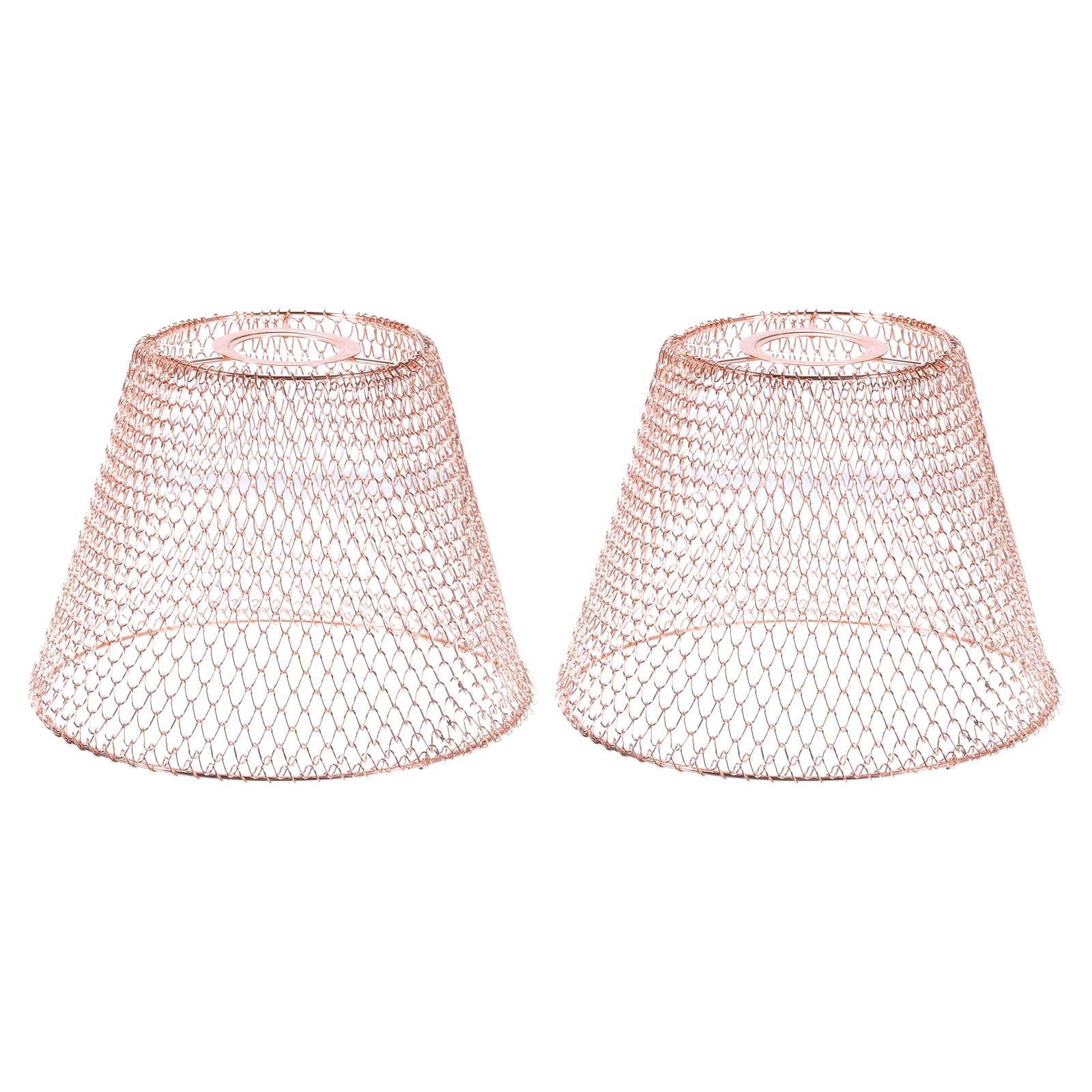 PATIKIL Mesh Lamp Shade, 2pcs Metal Retro Industrial Pendant Light Shade Foldable Lampshade Cover for E26/E27 Bulb Socket Chandelier, Rose Gold