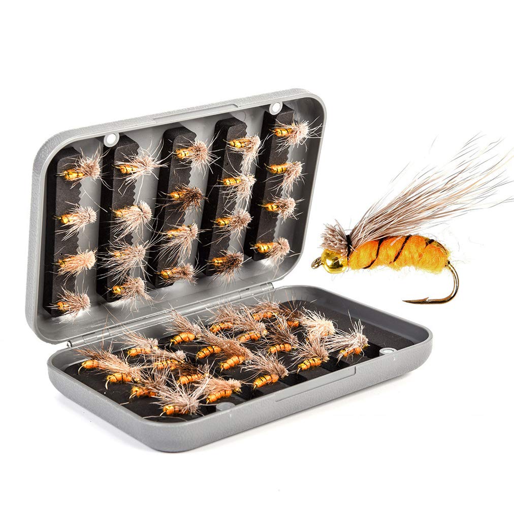 RoseFlower Fishing Lure Bionic Hooks, 40 Pieces Dry/Wet Flies Butterfly Bait Hook for Bass Salmon Trout Pike with Tackle Box - Fly Fishing Flies Hook Spinners Baits Spoon Fishing Equipment