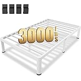 MAF 14 Inch Twin Metal Platform Bed Frame White with Round Corner Legs, 3000 LBS Heavy Duty Steel Slats Support, Noise Free, No Box Spring Needed, Easy Assembly