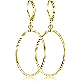 Silver Large Big Round Circle Hoop Dangle Drop Earrings for Women Hypoallergenic 40 50 60 70MM