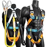 Fall Protection Full-Body Safety Harness, Vented & Padded Shoulder, Legs & Back