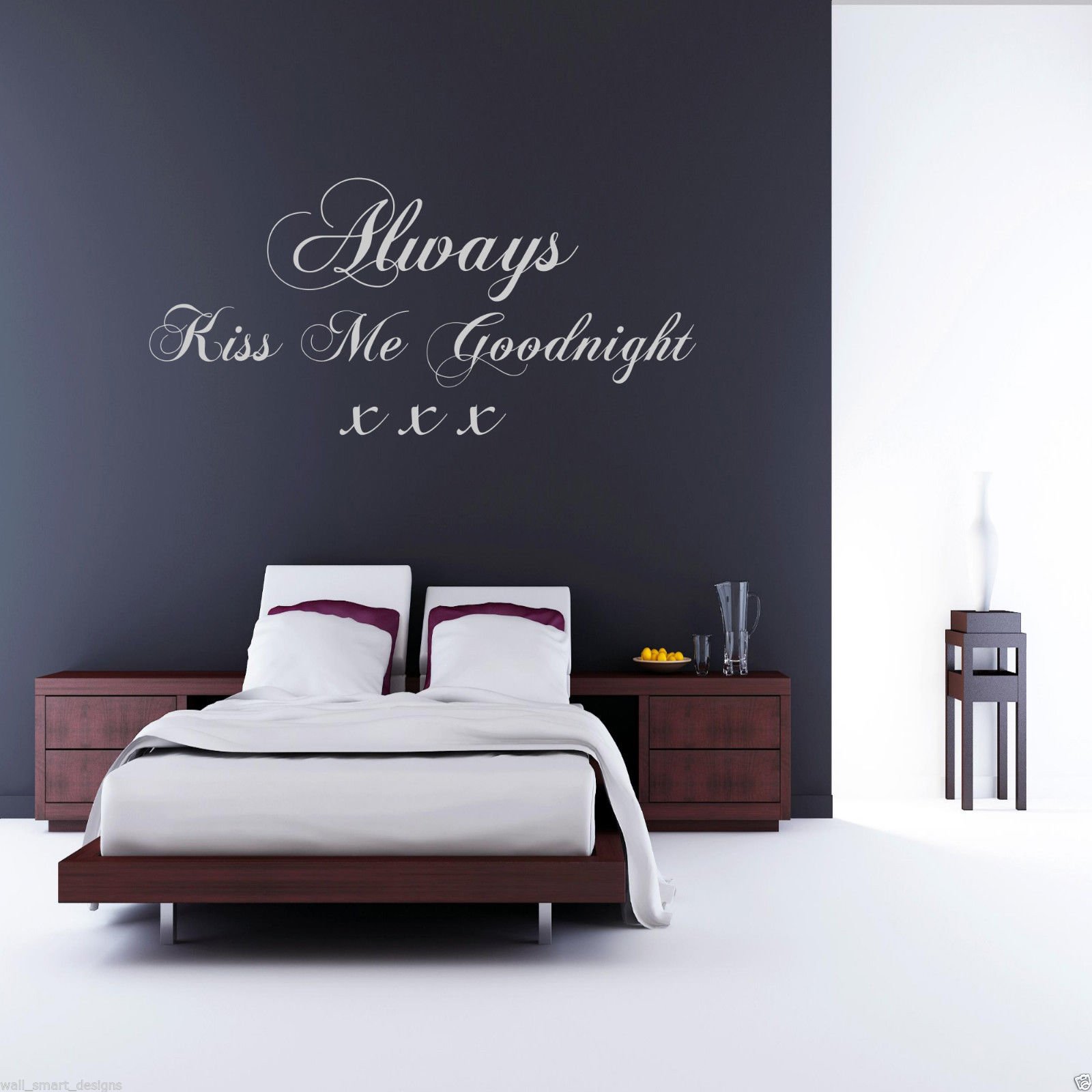 ALWAYS KISS ME GOODNIGHT Wall Art Sticker Quote Decal Mural Transfer Stickers 2 WSD373