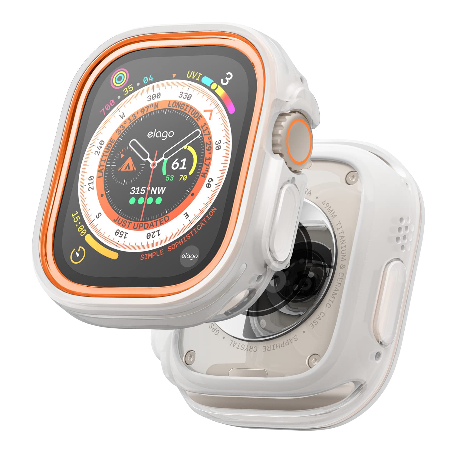 elago Duo Case Compatible with Apple Watch Ultra 3/2/1, Apple Watch Ultra Case, Full Protection (Hard PC + TPU Material), Full Access to Screen, Two PCs Included. Strap not Included