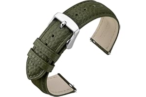 ANNEFIT Watch Band 16mm, Quick Release Textured Padded Leather Straps with Silver Buckle for Men and Women (Army Green)