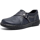 DGOXSWI Women Casual Slip on Leather Loafers Dress Walking Shoes