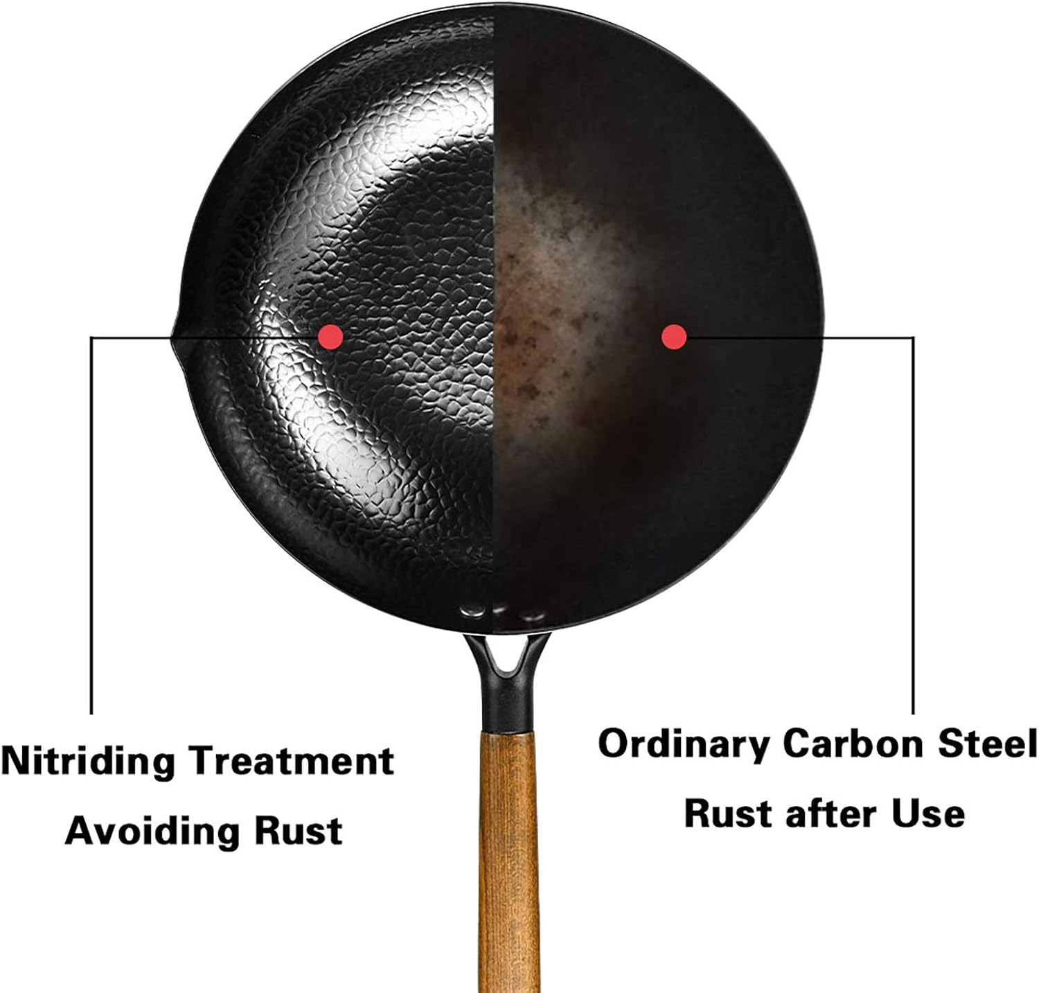 Wok pan carbon steel wok For gas stoves And electric Induction, 12.5 inch non-stick wok With wooden spatula And lid: Kitchen & Dining
