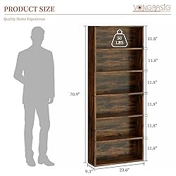 Vongrasig 6-Tier Open Bookcase and Bookshelf, Floor