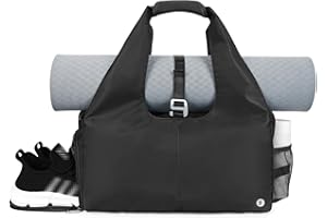 Gym Bag Women Yoga Bag with Shoe Compartment and Wet Pocket Travel Duffle Tote Yoga Mat Bag Large with Adjustable Mat Strap, 
