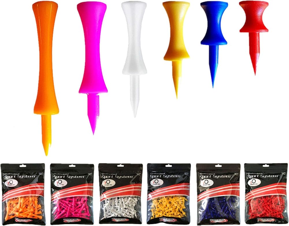 FINGER TEN Castle Golf Tees 100 Count Mixed Sizes Unbreakable Plastic