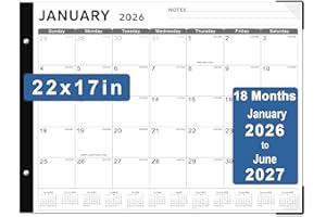 Desk Calendar 2026, KOPEESY 22" x 17" Large Desk Calendar, 18 Mouths From January 2026 to June 2027, Desktop Calendar with Notes and Thick Paper for Home, Office and School