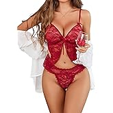 Avidlove Sexy Pajama Set for Women Floral Lace Lingerie Open Front Cami and Panty Sleepwear S-XXL