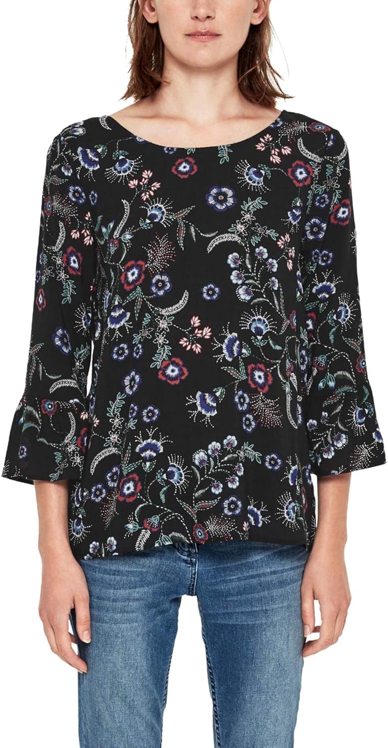 s.Oliver Damen 14.807.19.3611 Bluse, Schwarz (Black AOP 99a7), 36: Amazon.de: Bekleidung