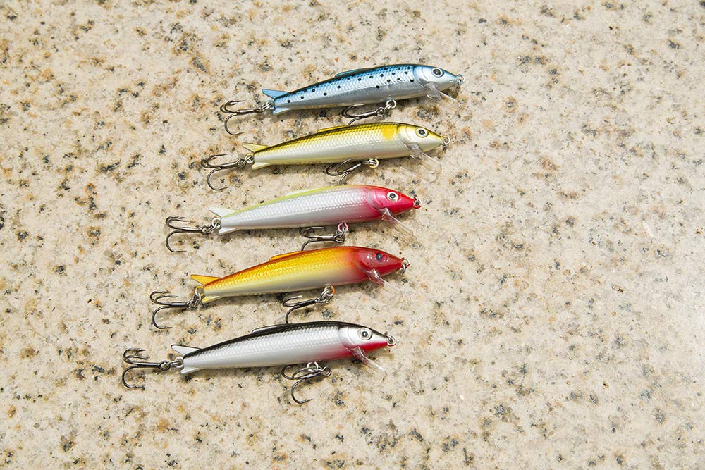 Goture Minnow Fishing Lures Hard Topwater Baits With 2 Sharp Treble Hooks For Bass Trout - Pack of 5