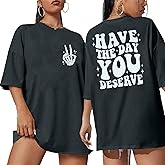 ASTANFY Oversized Tshirts for Women: Deserve Day Shirt Funny Skeleton Shirts Casual Oversized Graphic Tees Tops