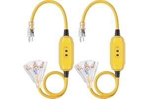 DEWENWILS 3FT GFCI Extension Cord Outdoor, 12/3 AWG SJTW Heavy Duty Power Cable, LED Lighted 3 Prong GFCI Plug for Pool Pump 