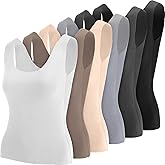 Breathffy 6 Pcs Thermal Tank Tops Women Underwear Tops Sleeveless Undershirt Cotton Camisole Warm Base Layer for Women