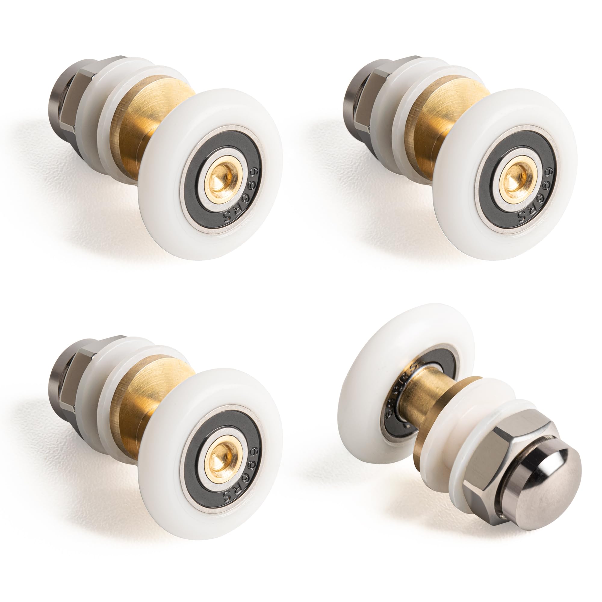 SPDYCESS 4 PCS Shower Door Rollers 25mm Eccentric, Bathroom Door Replacement Wheels Runners Pulleys for Sliding Curved or Flat Shower Doors, Shower Door Parts