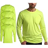 Bass Creek Outfitters Mens High Vis Long Sleeve - 4 Pack Construction Shirts for Men - Workwear Safety Shirts (Sizes M-3XL)