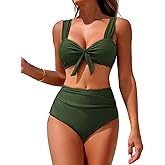 ZAFUL High Waisted Bikini Sets for Women Swim Suits 2025 Tummy Control Ruched Bikini Two Piece Bathing Suit Swimwear