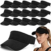 Noamus 15 Pack Sport Wear Sun Visor Hats, Adjustable UV Protection Ball Caps, Athletic Empty Top Unisex Visor for Women and Men, Beach Pool Golf Tennis Baseball Sports Outdoor Travel(Black)