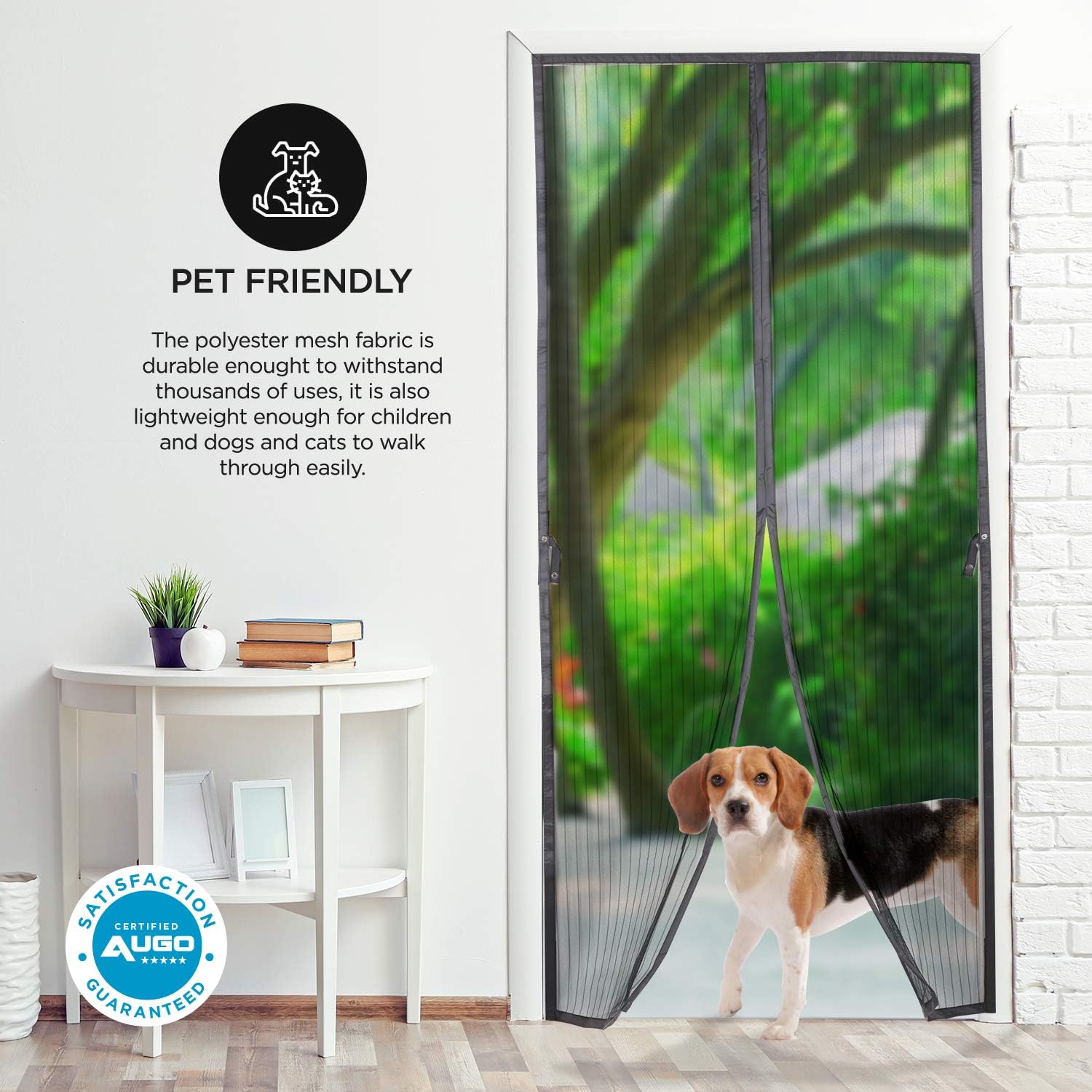 Magnetic Screen Door - Self Sealing, Heavy Duty, Hands Free Mesh Partition Keeps Bugs Out - Pet and Kid Friendly - Patent Pending Keep Open Feature - 38" x 83" - by Augo - - 