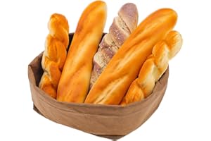 Meiwlong 5 Pieces Fake Bread Set,Realistic Artificial Bread Fake Baguette Bread Loaf Loaves for Food Props Display Home Kitch