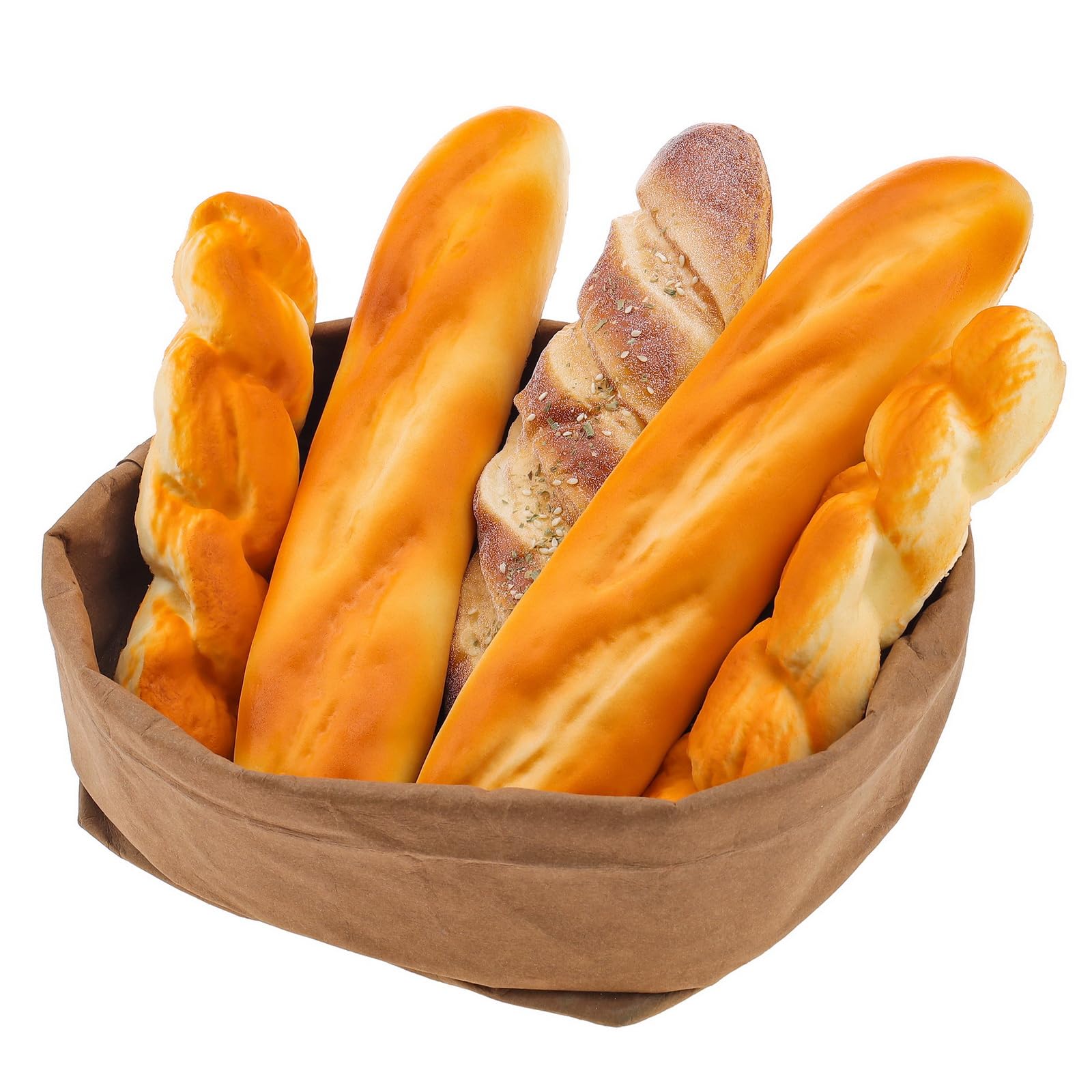 Photo 1 of Meiwlong 5 Pieces Fake Bread Set,Realistic Artificial Bread Fake Baguette Bread Loaf Loaves of Bread for Food Props Display Home Kitchen Bakery Restaurant Decoration