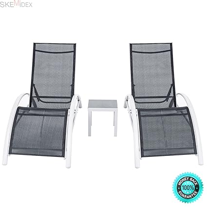 Amazon Com Skemidex 3 Pcs Outdoor Patio Pool Lounger Set