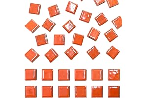 SMANTA 50 Pieces Orange Mosaic Tile for Crafts 1" Ceramic Tile Assorted Colors Square Ceramic Mosaic Project Supplies for Photo Frame Mosaic Stepping Stones Bath Old Pool Furniture Decor