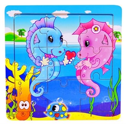 YChoice Educational Puzzle Kids Lovely Wooden Cognitive Peg Puzzle Education Learning Toy Fantastic Gifts Kids(Seahorse)