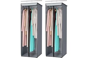 Univivi Garment Bags for Hanging Clothes, Large Clothes Storage Bags Closet Organizer with Clear Window, Premium Hanging Garment Storage Bag for Suits, Coats, Dresses, 54", 2-Pack