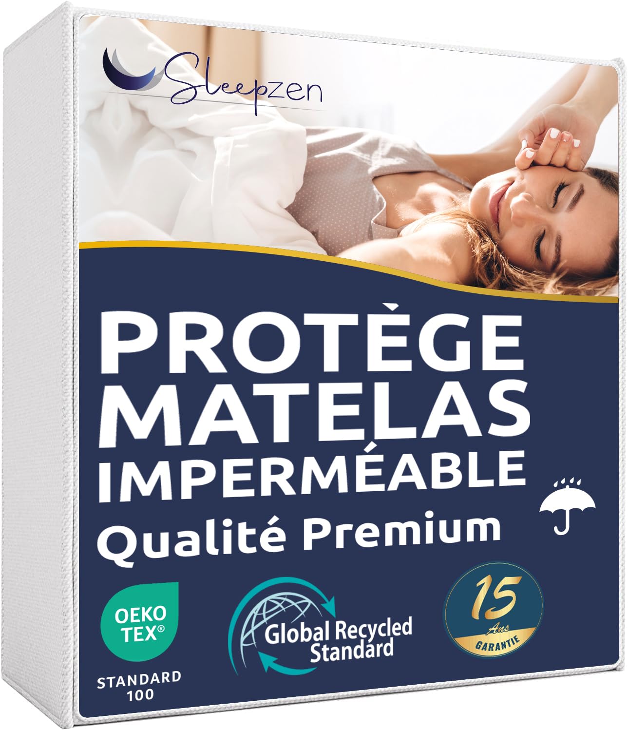 Sleepzen - Waterproof Mattress Protector 60 x 120 cm - Certified Oeko-TEX® - Surface 70% Cotton Fleece, 30% Polyester - Protective Polyurethane Membrane - Anti-Bacterial, Anti-Mite - 15 Year Warranty