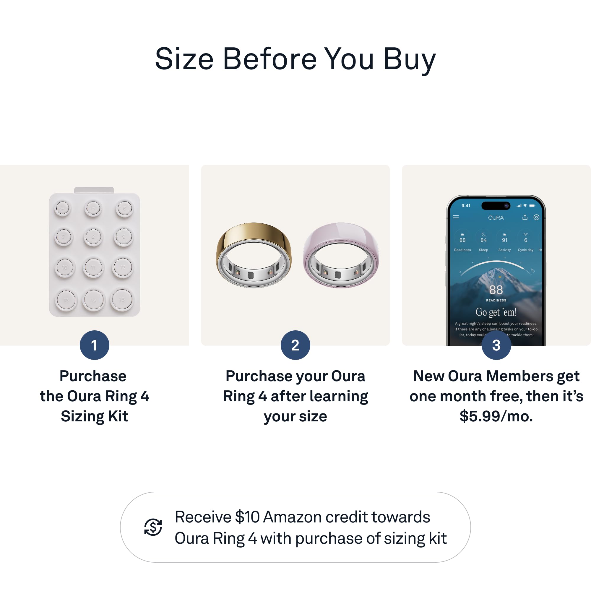 OURA Oura Ring 4 Sizing Kit - Size Before You Buy The Oura Ring 4 - Unique Sizing, Not Standard US Ring Sizes - Receive Credit for Purchase