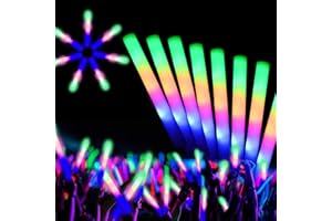 HBYLXTJ SVYIQ 12 PCS Foam Glow Sticks Bulk With 3 Modes Colorful Flashing,Foam Light up Sticks,Glow Sticks for Wedding,Glow in Dark Party Supplies for Wedding,Halloween, 4th of July,Raves,Concert,New Year1