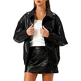 Bogoogmo Womens Faux Leather Jackets Oversized Motorcycle Bomber Coats Fall Fashion Trendy Winter Outfits Clothes