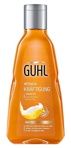Guhl Intensiv Kräftigung Shampoo - 2er Pack (2 x 250 ml) - mit Bier - stärkt das Haar und schenkt Volumen - für feines, kraftloses Haar