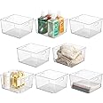 mDesign Large Plastic Storage Organizer Container Bin, Household Organization for Cabinet, Counter, Drawer, Cubby, Cupboard, Holds Clothing, Linens, Toys, Essentials, 8 Pack, Clear