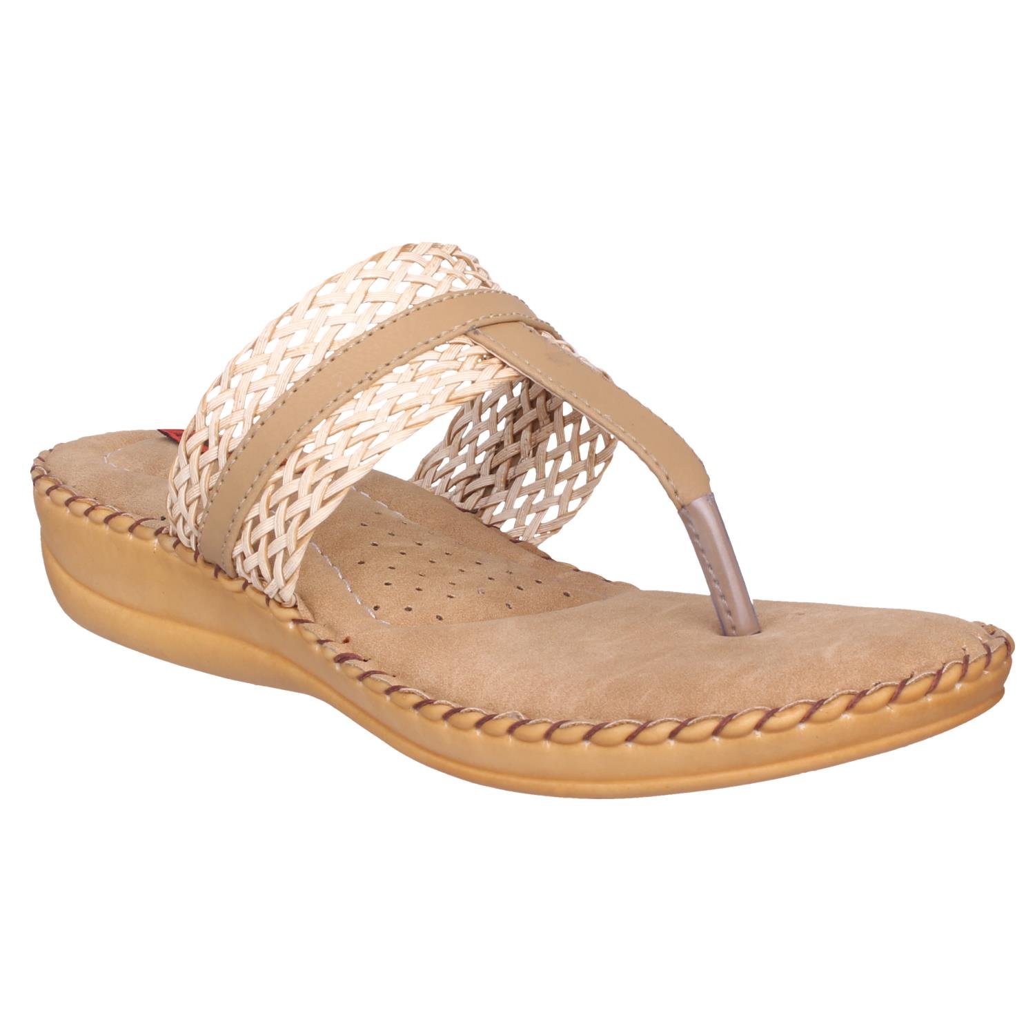 1 walk comfortable synthetic leather doctor sole women's flats - beige