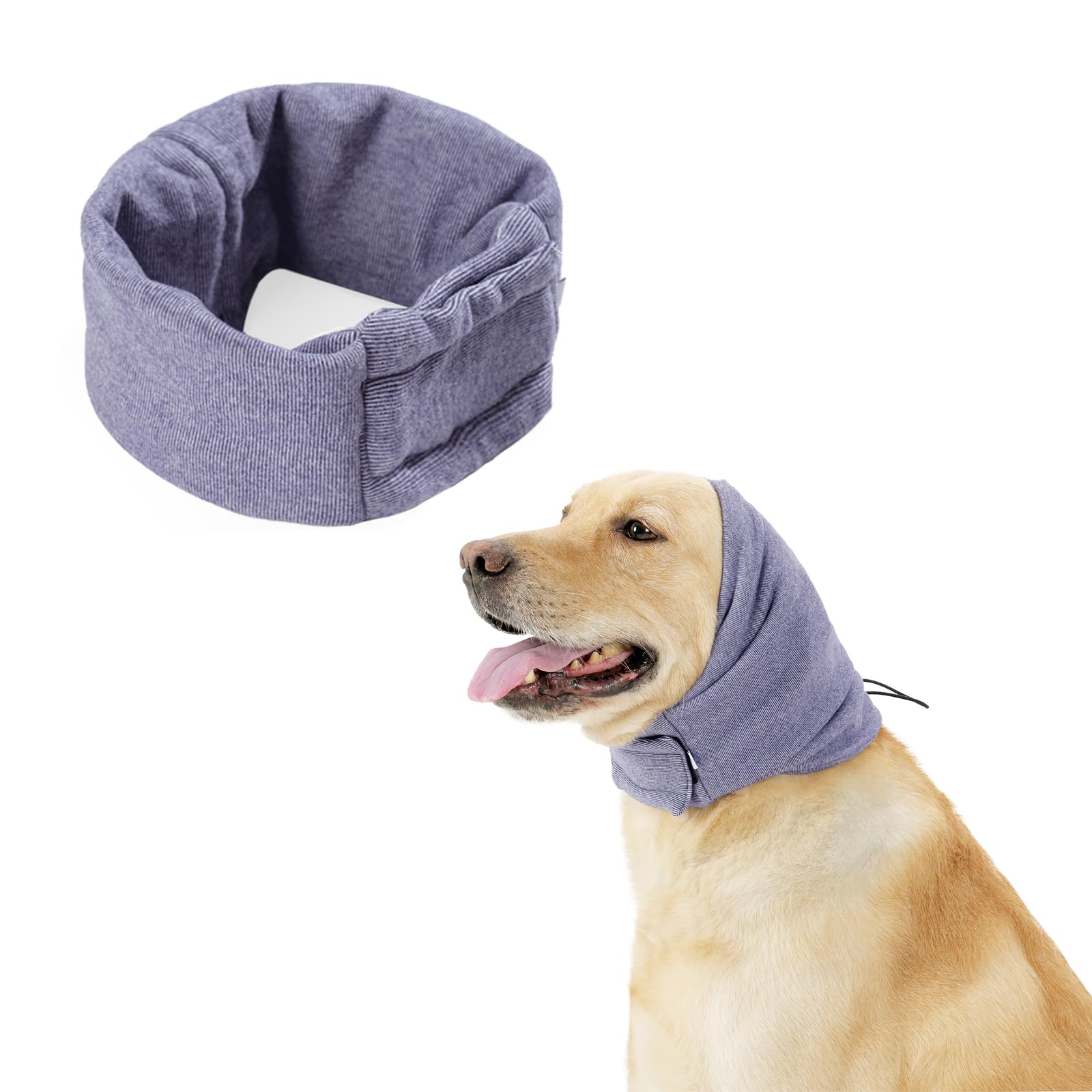 Dog Snood Ear Protectors Comfort Pet Ear Muffs Noise Protection Calming Hood Dog Neck and Ears Warmer Ear Covers for Anxiety Relief and Calming (Purple, L)