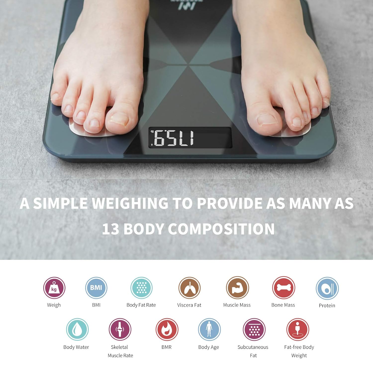 Body Fat Scale, Nakewan Smart BMI Scale Digital Bathroom Health Weight Monitor, Wireless Weight Scale, Body Composition Analyzer with High Accuracy Smartphone App 400 lbs - Black: Industrial & Scientific