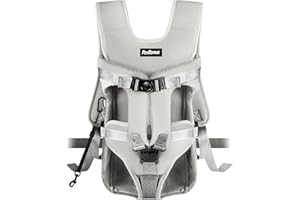 PetBonus Pet Front Dog Carrier Backpacks, Adjustable Pet Backpack, Legs Out Easy-fit Puppy Chest Carrier for Medium Small Dogs, Hands Free for Hiking, Cycling (Grey, M)