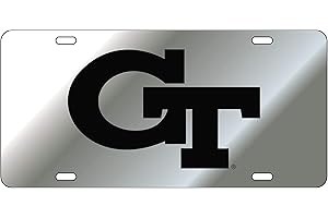 CRAFTIQUE GT Georgia TECH Yellow Jackets Mirrored License Plate Car Tag
