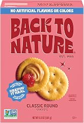 Back to Nature Classic Round Crackers, Non-GMO, Vegan Friendly Snack Cracker, Made with Wheat Flour & Sea Salt, Snack Happy, 