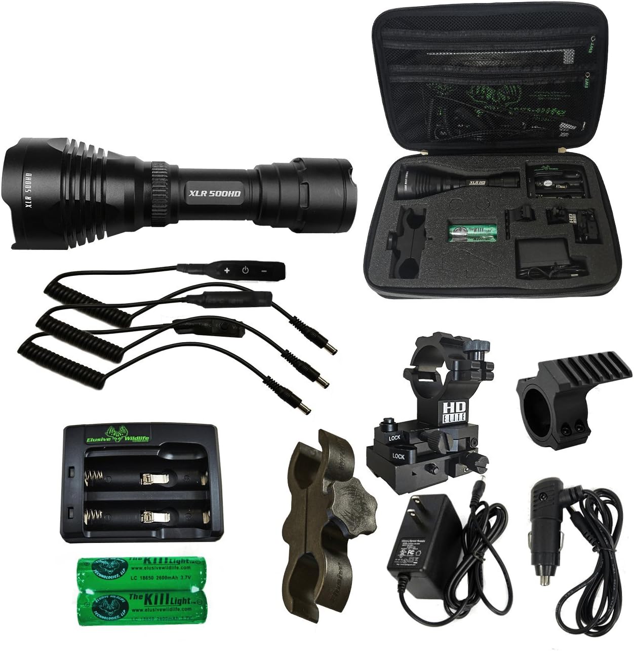 Elusive Wildlife Kill Light HD Series Hunting Gun Light Package 250HD 500HD 750HD